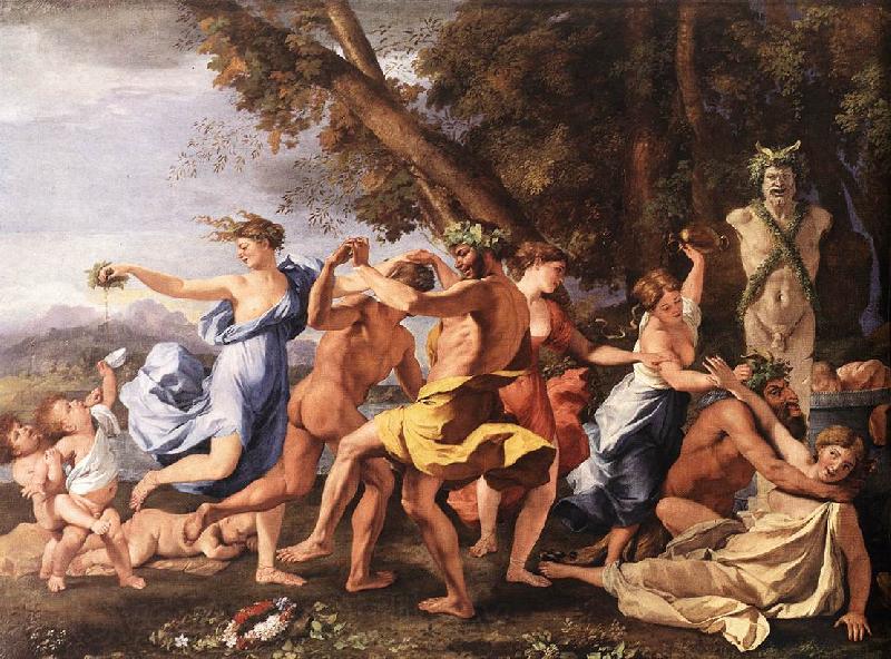 Nicolas Poussin Bacchanal before a Statue of Pan Norge oil painting art